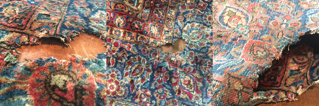 Persian rug with mold damage